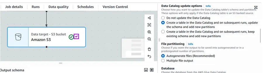 Create table in Data Catalog on subsequent runs