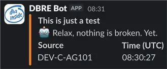 A Slack message with attachments produced through xp_cmdshell and PowerShell.