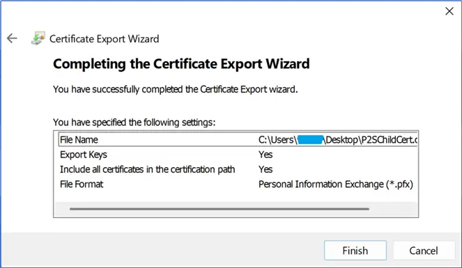 certificate export wizard