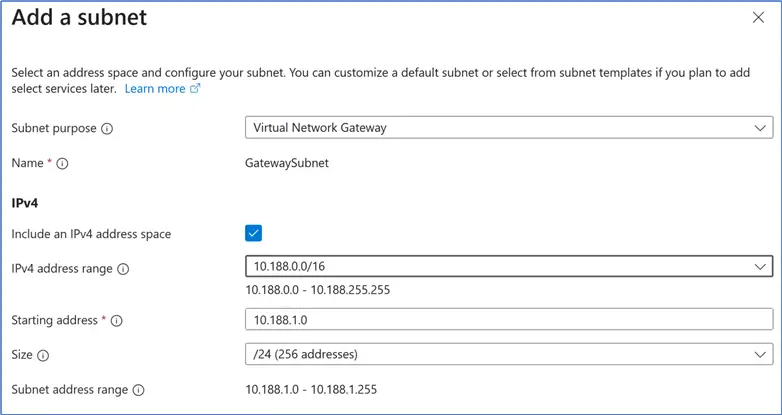 Add a Gateway Subnet