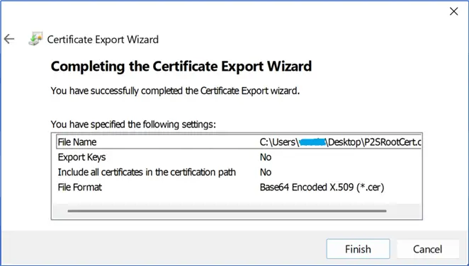 certificate export wizard