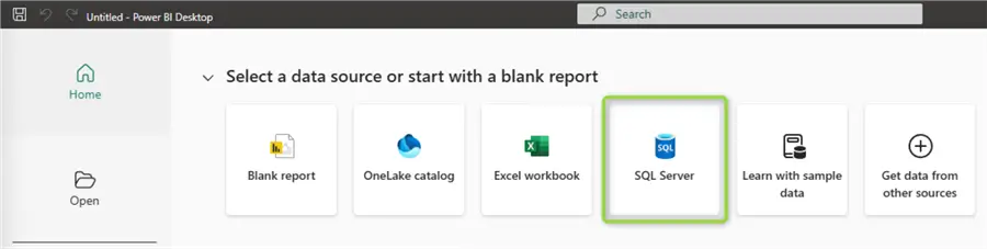 power bi dekstop sql server data source 