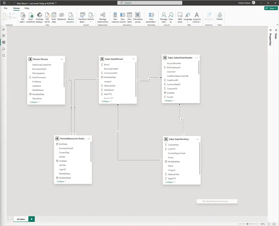 power bi desktop default model view 