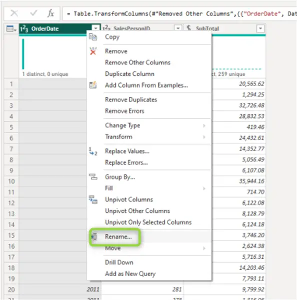 rename order date column