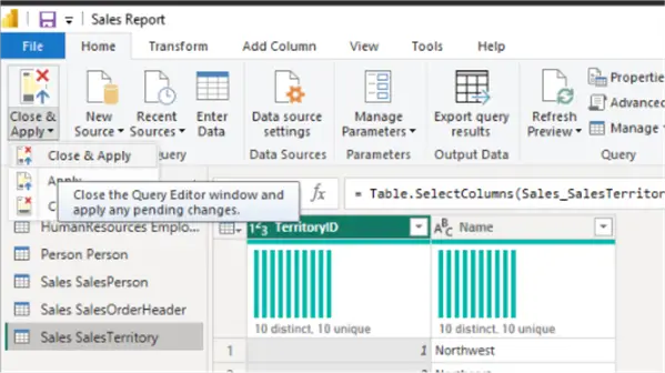 power query Close & Apply