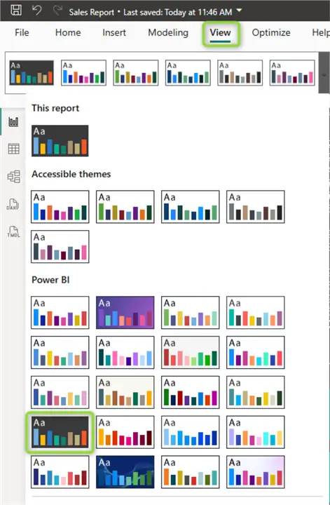 power bi desktop change theme 