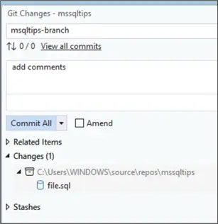 ssms and git changes
