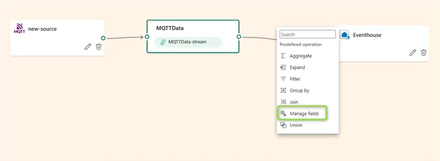 choose manage fields transformation
