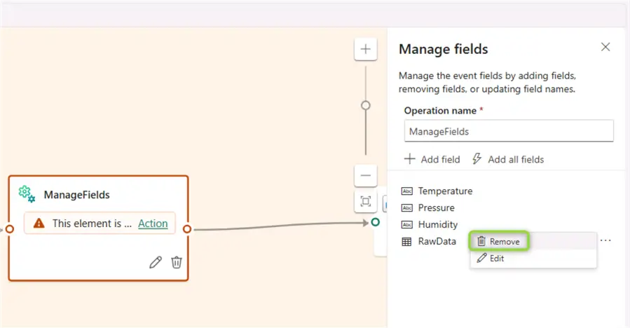 eventstream transformation remove field