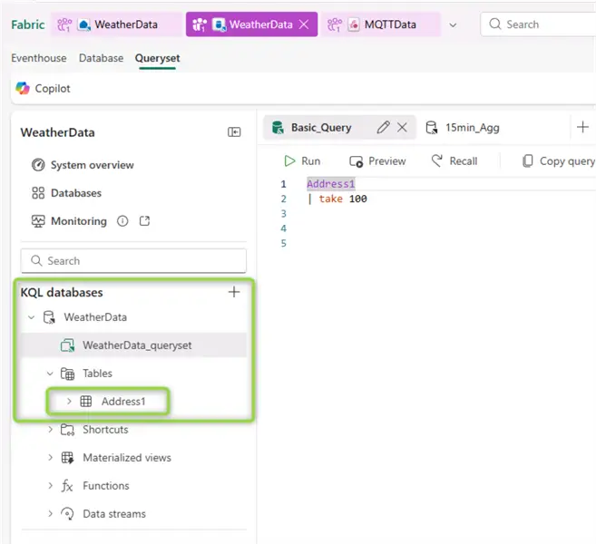 kql database and query editor