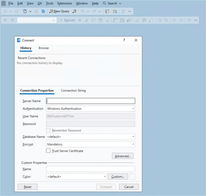 SSMS 22 connection form to connect SQL Server