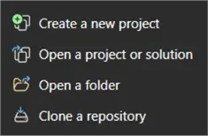 create new project in VS