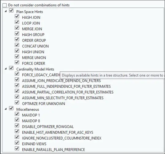 query hints to test