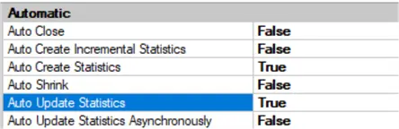database option settngs