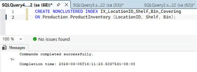 Creating non-covering composite index