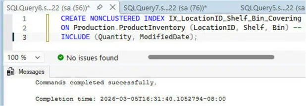 Creating a covering composite index