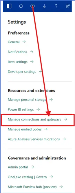 In the Fabric/Power BI portal in a web-browser, at the top-right: Click on the Settings/Gear-icon Manage gateways On‑premises data gateways Select the gateway Manage users add the user as Admin.