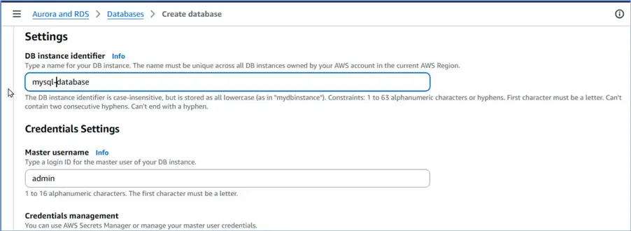 Specify settings