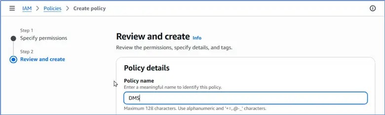 Review and create policy