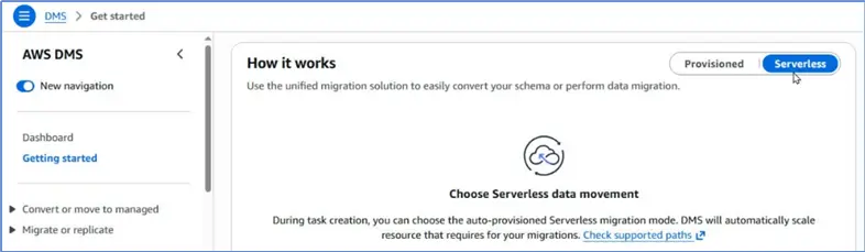 Choose Serverless mode