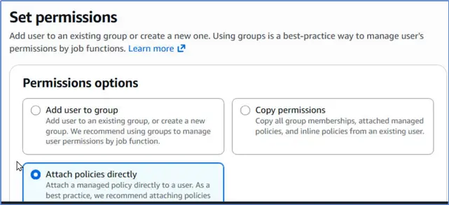 Attach policy to user