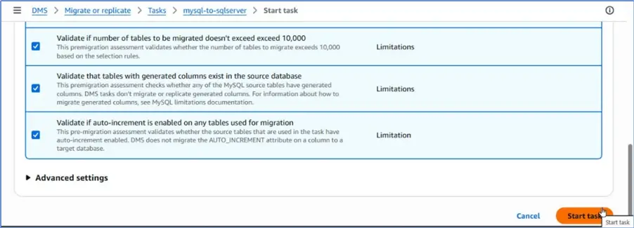 Click Start task