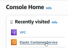 Select link Elastic Container Service in Management Console