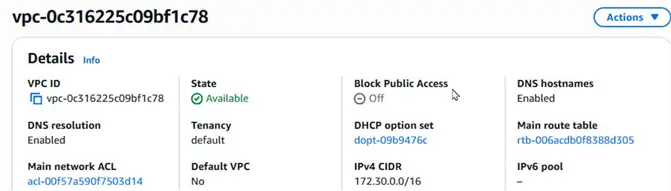 VPC>Block Public Access>Off