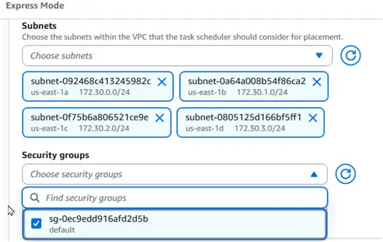 Security group as default