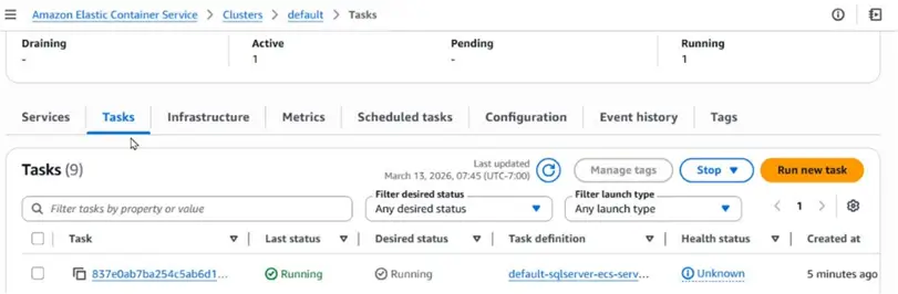 Cluster>Tasks