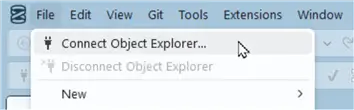 File>Connect Object Explorer