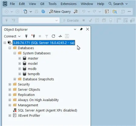Object Explorer>Connection