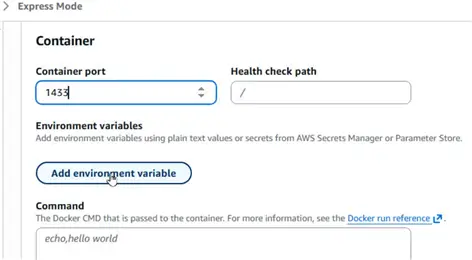Add environment variables button
