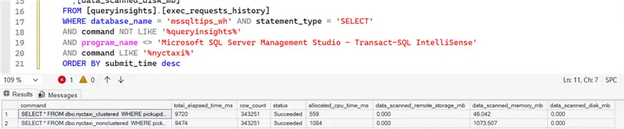 performance metrics using query insights