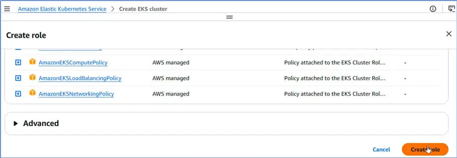 Create role button