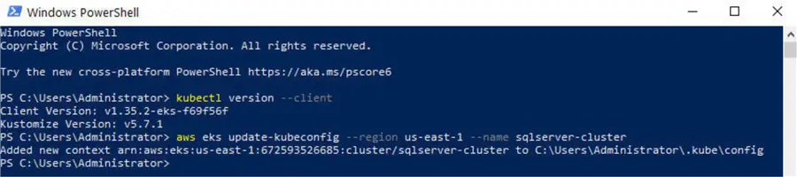 Update kubeconfig