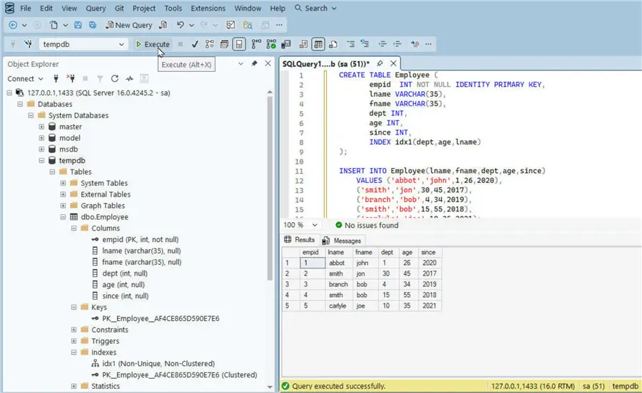 Example table