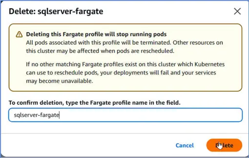 Confirm Fargate profile deletion