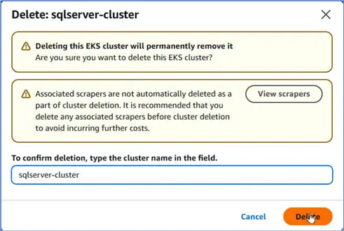 Confirm cluster deletion