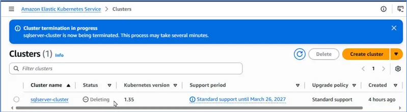 Cluster deleting