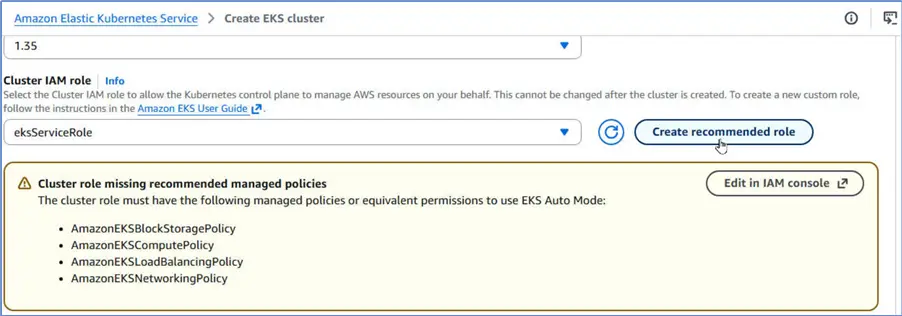 Create recommended role