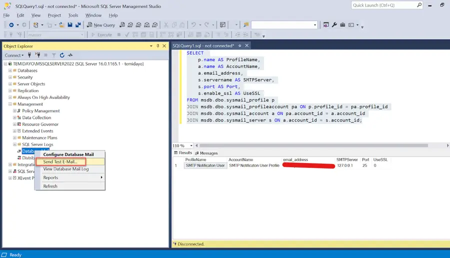 Test Database Mail