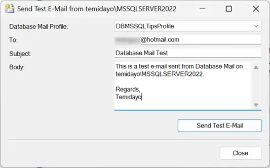 Database Message Information