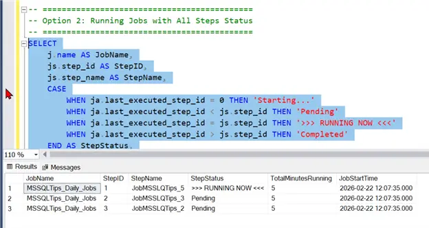 Query for Job Status