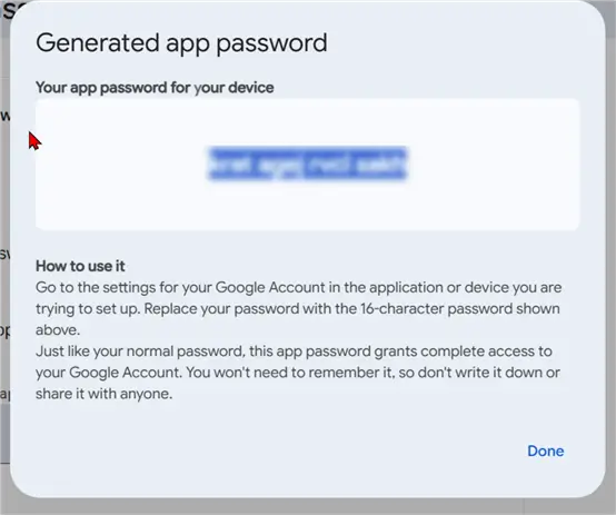 App Password created