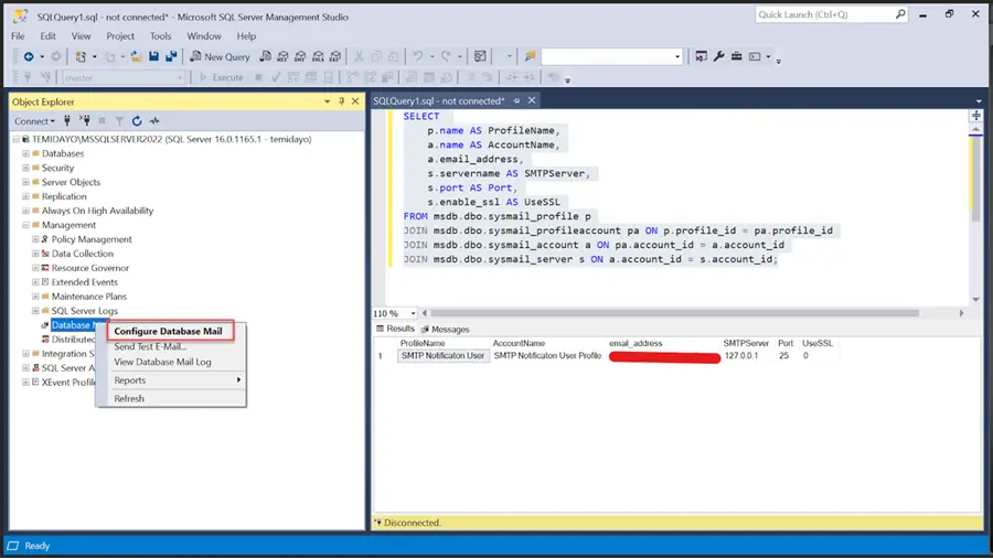 Configure Database Mail