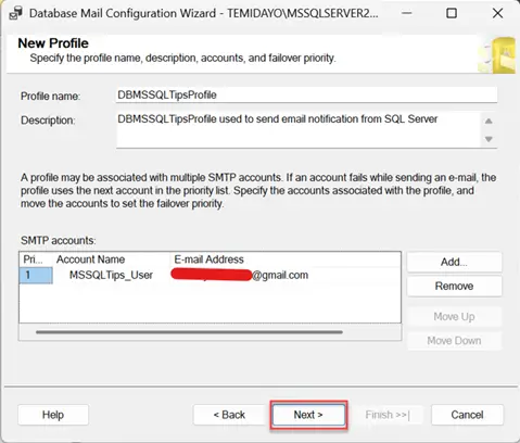 Create Database Profile