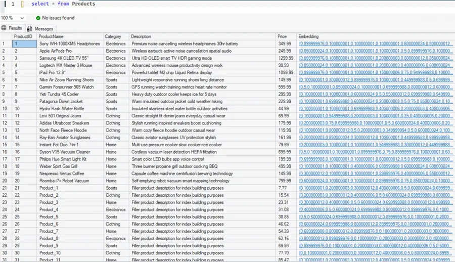 query results