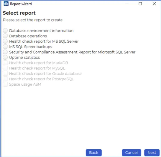 dbwatch report wizard