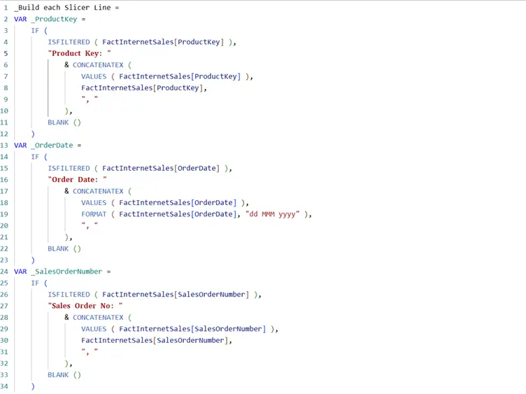 Image showing DAX Code and the formatted Texts from taplio tool